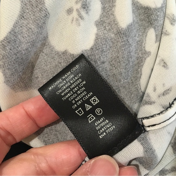 Ann Taylor Women 8 Jersey Wrap Dress Floral Black Grey Stretch Career #456491 - Picture 5 of 8